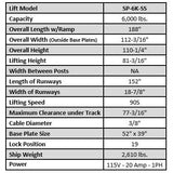 Tuxedo SP-6K-SS 6,000 lb Single Post Storage Lift