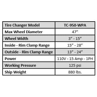 Tuxedo TC-950-WPA with Left Side Press Arm