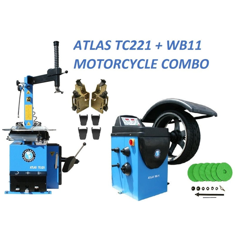 Atlas TC221 Tire Changer + WB11 Motorcyle Wheel Balancer Combo Package