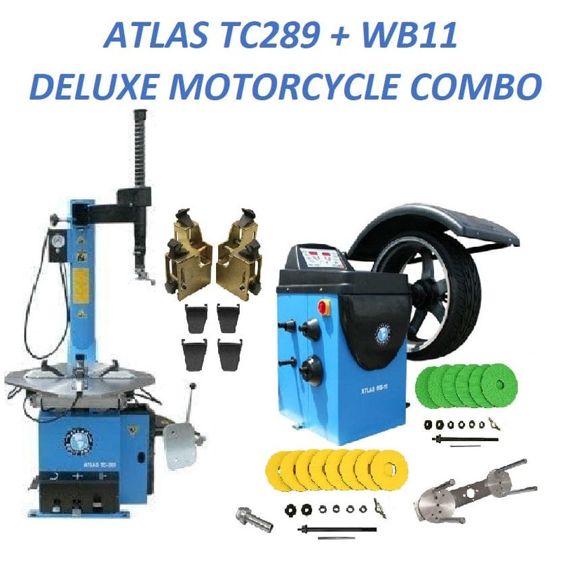 Atlas TC289 Tire Changer + WB11 Deluxe Motorcycle Wheel Balancer Combo Package