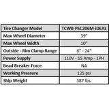 iDEAL Tire Changer & MC Wheel Balancer (Hand Spin) Combo w/ MC Adapter Kit