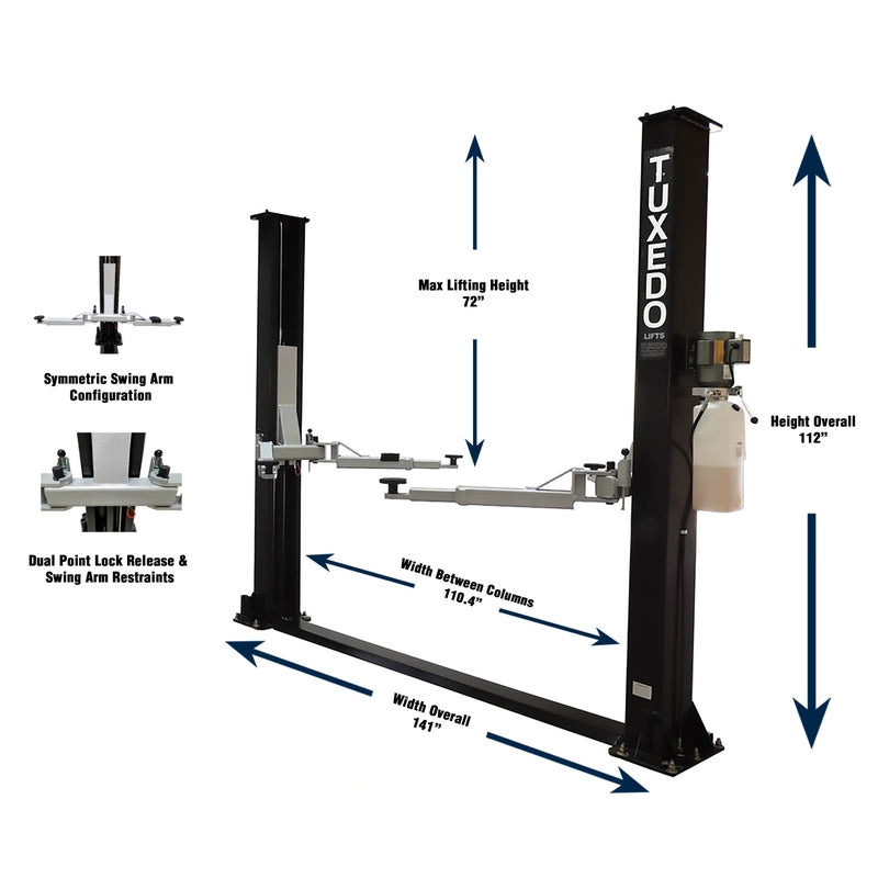 Tuxedo TP9KF-TUX 9,000 lb Two Post Floor Plate - Symmetric