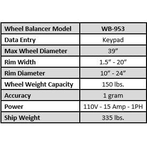 Tuxedo WB-953 Wheel Balancer - Hood Assembly Included