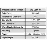 Tuxedo WB-CB66-VE Wheel Balancer