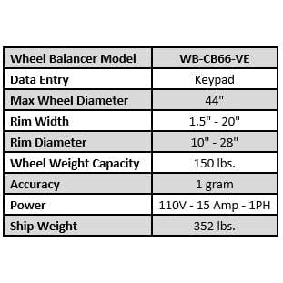 Tuxedo WB-CB66-VE Wheel Balancer