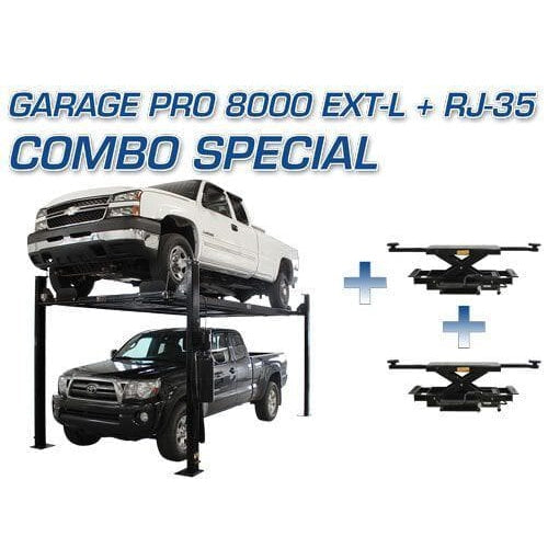 Atlas PRO8000EXT-L 4 Post Lift + RJ35 Sliding Jacks Combo