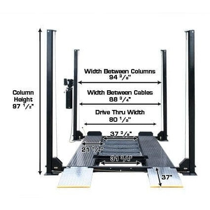 Atlas PRO8000EXT 4 Post Lift + RJ35 Sliding Jacks Combo