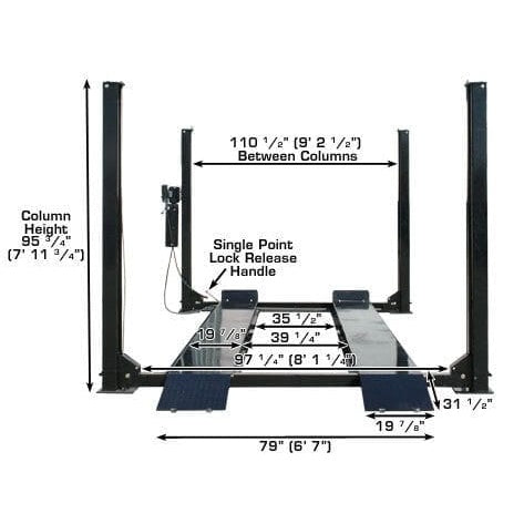 Atlas PRO9000 4 Post Lift + RJ35 Sliding Jacks Combo