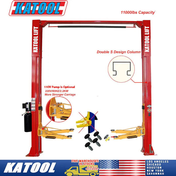 Katool KT-M110 Two Post Clear-floor Vehicle Lift 11,000lbs