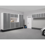 NewAge Pro Series 8 Piece Cabinet Set With Wall, Base, Tool Drawer Cabinet, Lockers and 84 in. Worktop