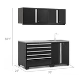 NewAge Pro Series 5 Piece Black Frame Cabinet Set With Garage Sink Cabinet