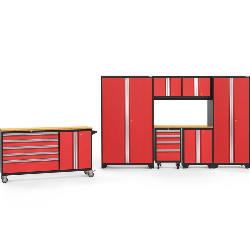 NewAge Bold Series 8 Piece Cabinet Set With Project Center, Tool Drawer, Base, Wall Cabinets and Lockers