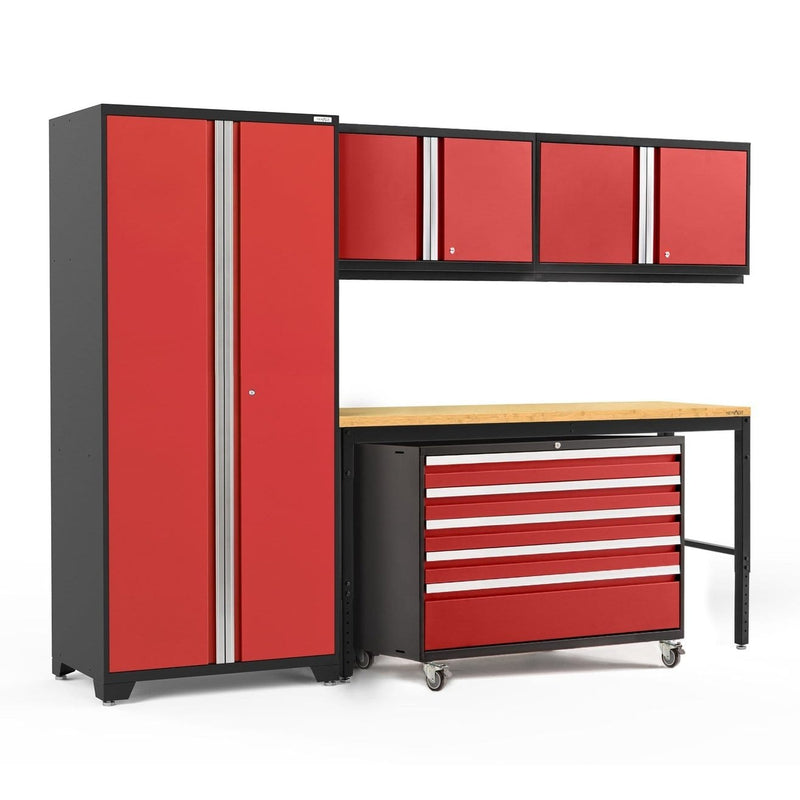 NewAge Pro Series 5 Piece Cabinet Set With Wall, Tool Cabinet, Locker and 84 in. Workbench