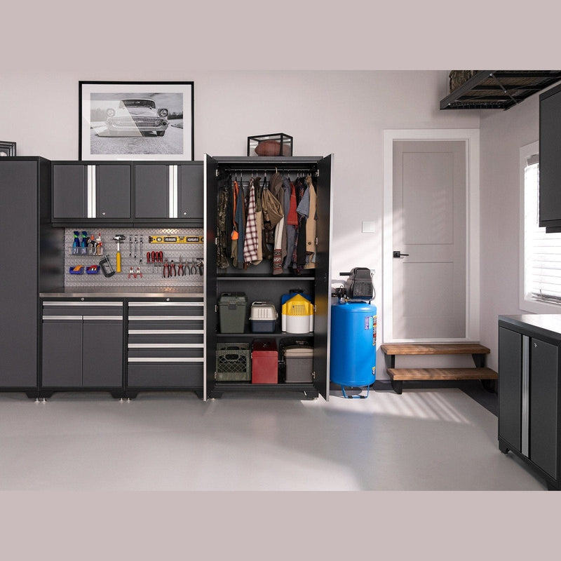 NewAge Pro Series 12 Piece Cabinet Set with Lockers, Tool Drawer Cabinet, and 56 in. Worktop