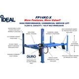 iDEAL FP14KC-X 14,000 lb. 4 Post Service Lift 182.5" WB (Closed Front / Cable Pull)