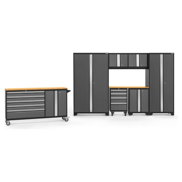 NewAge Bold Series 8 Piece Cabinet Set With Project Center, Tool Drawer, Base, Wall Cabinets and Lockers