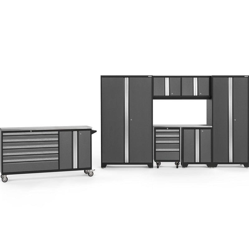 NewAge Bold Series 8 Piece Cabinet Set With Project Center, Tool Drawer, Base, Wall Cabinets and Lockers