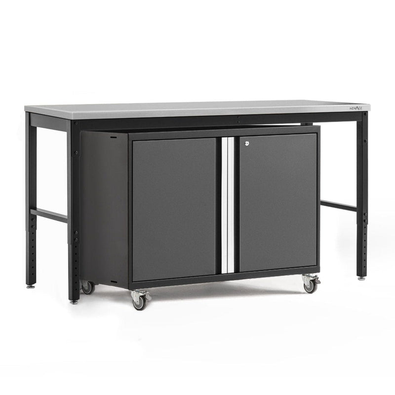 NewAge Pro Series 2 Piece Cabinet Set with 84 in. Workbench and 42 in. Base Cabinet on Casters