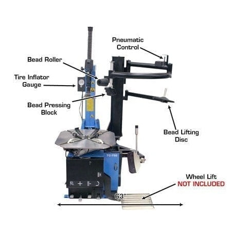 Atlas TC755EZ Tilt-Back Rim-Clamp Tire Changer w/ E-Z Arm