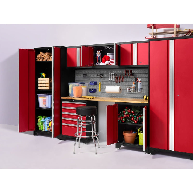 NewAge Pro Series 8 Piece Cabinet Set With Wall, Tool Drawer, Multi-Function Cabinet, Lockers and 84 in. Worktop